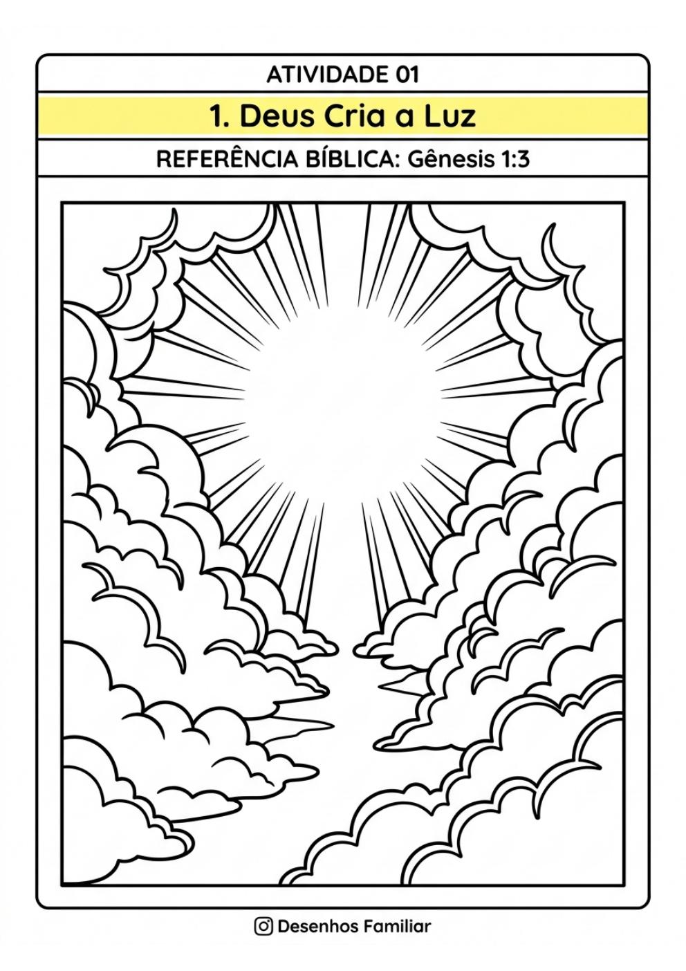 Desenho bíblico Deus cria a luz