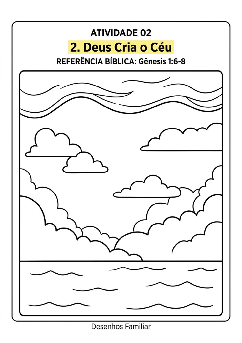 Desenho bíblico Deus cria o céu
